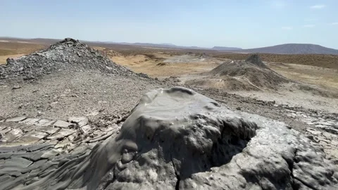 Mud Volcano Bubbles In the Desert in Azerbaijan Stock Footage 203573240