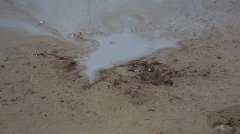 Mud volcano bubbling methane gas, closeup (Tahti Tepa, Georgia) Stock Footage 41828940