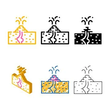 Mud volcano color icon vector edition color Stock Illustration