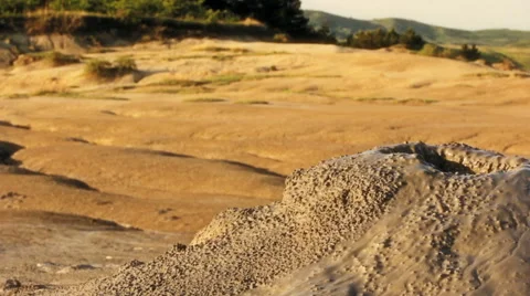 Mud volcano in focus - Dolly shot Stock Footage 56979108
