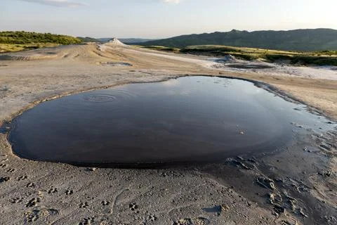 Mud Volcano Landscape Reflection Stock Photos