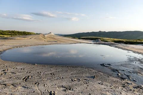 Mud Volcano Landscape Reflection Stock Photos