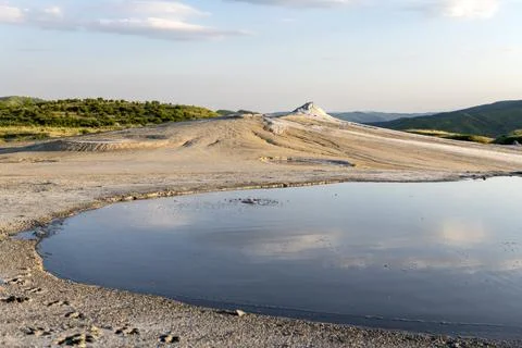 Mud Volcano Landscape Reflection Foto stock