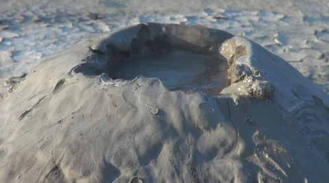 Mud volcano sulfur eruption in Romania geothermal activity in dirty location day Stock Footage 65724306