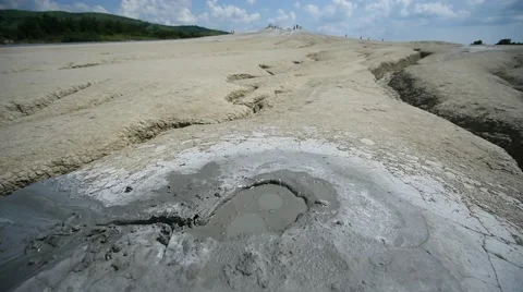 Mud volcanoes also known as mud domes erupting in summer season 스톡 동영상 65205164