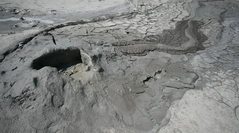 Mud volcanoes also known as mud domes erupting in summer season Stock Footage 65205191