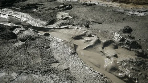 Mud volcanoes also known as mud domes boiling in summer season Vídeos de archivo 71616033