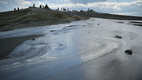 Mud volcanoes also known as mud domes boiling in summer season Vídeos de archivo 71616035