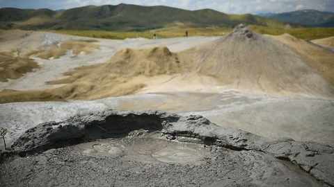 Mud volcanoes also known as mud domes boiling in summer season 動画素材 71616171
