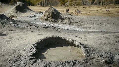 Mud volcanoes also known as mud domes boiling in summer season 스톡 동영상 71616202