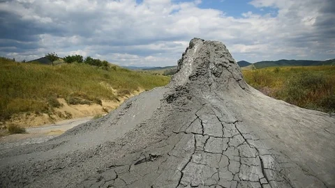 Mud volcanoes also known as mud domes boiling in summer season Vídeos de archivo 71616842
