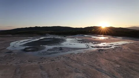 The mud volcanoes of Berca in Romania Stock Footage 168129669