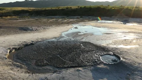 The mud volcanoes of Berca in Romania Stock Footage 168129769