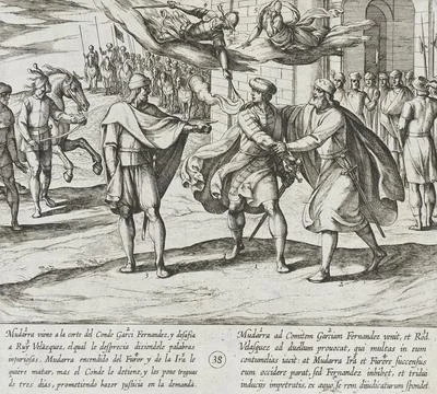 Mudarra Challenges Ruy Velazquez; a Three-Day Truce is Arranged. Antonio Te.. Stock Illustration