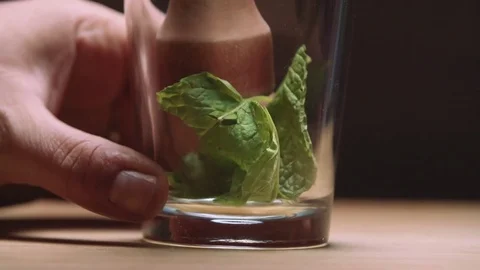 Muddling Mint for a Mojito Stock Footage 83862780