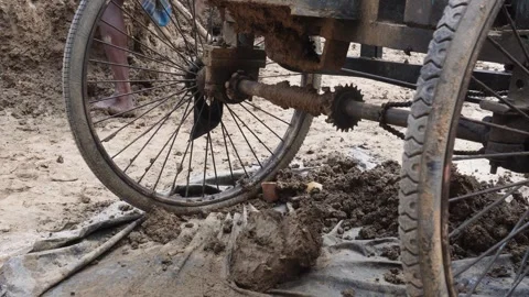 Muddy Bicycle Wheel Stock Footage 333917359
