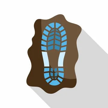 Muddy boot print leaving a track in soil Stock Illustration