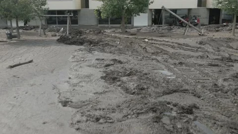 Muddy floor after the flood Stock Footage 161061696