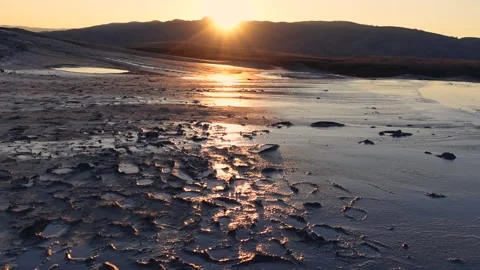 Muddy Ground Scenery At Sunset Stock Footage 147514900