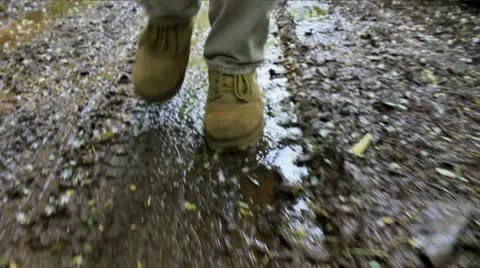 Muddy hike Stock Footage 8913413