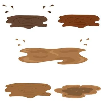 Muddy puddles set vector illustration Stock Illustration