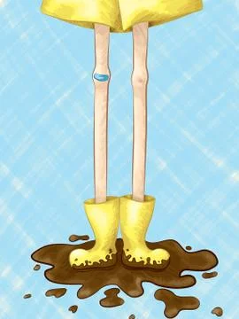 Muddy Rain Boots Stock Illustration