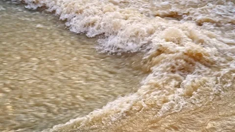Muddy River Water Flow Close Up Stock Footage 346197498