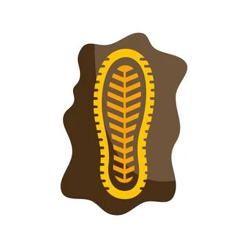 Muddy shoe print symbol representing outdoor trail adventure Stock Illustration