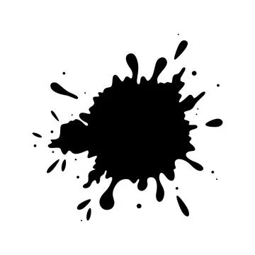 Muddy splatter texture. Black liquid drop shape isolated in white background Stock Illustration