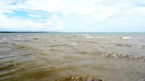 Muddy wave on the outlet of river. Stock Footage 197253121