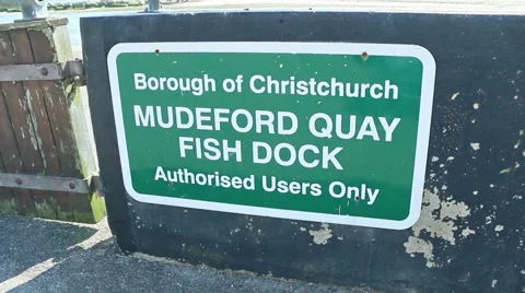 Mudeford quay and fish docks sign Stock Footage 48358758