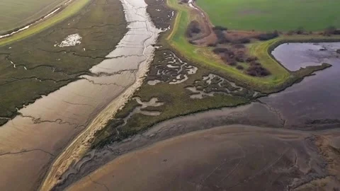 Mudflats Triangle Drone Shot Stock Footage 140507854