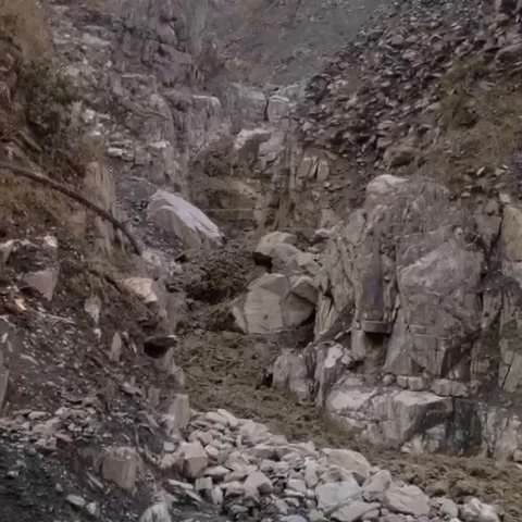 Mudslide blocks road near Machu Picchu Stock Footage 109396515