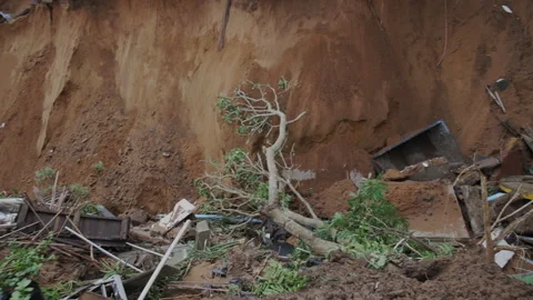 A mudslide caused by intensive rain Stock Footage 200131404