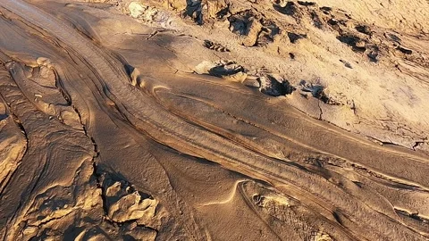 Mudslide meanders from the volcano Stock Footage 237773289