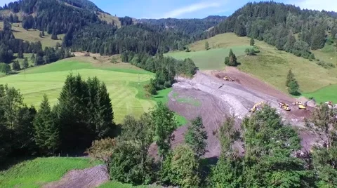 Mudslides scar the hillsides of austria following heavy rain. Europe 動画素材 59165601