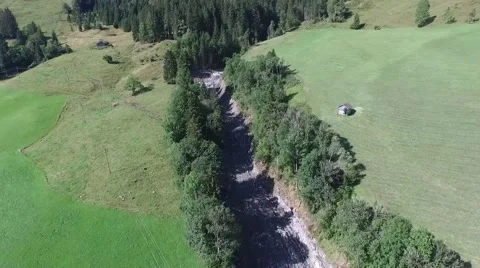 Mudslides scar the hillsides of austria following heavy rain. Europe 動画素材 59165781
