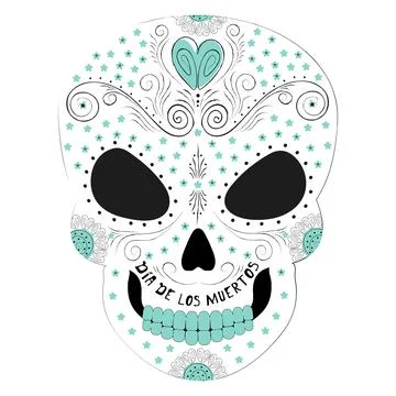 Muertos skull Turquoise. Simple vector illustration Stock Illustration