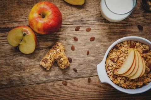 Muesli with apple Stock Photos