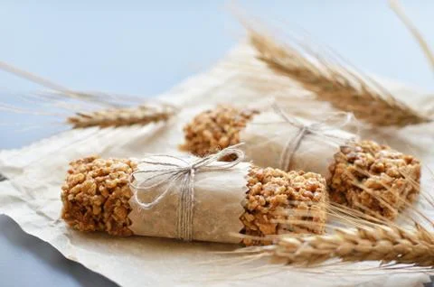 Muesli bars with wheatear Foto stock