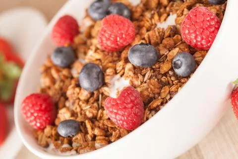 Muesli with berries Stock Photos