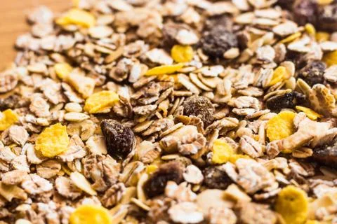 Muesli close up full frame Stock Photos