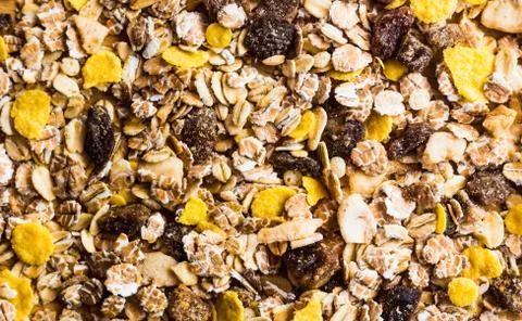 Muesli close up full frame Stock Photos