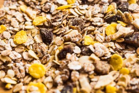 Muesli close up full frame Stock Photos