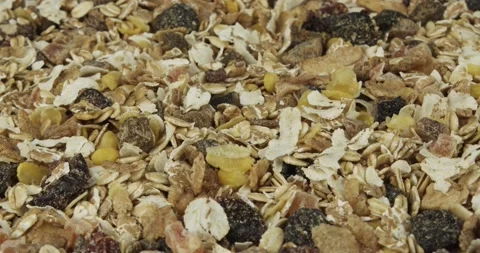 Muesli closeup rotating loopable Stock Footage 156845678