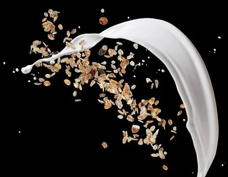 Muesli with milk Stock Photos