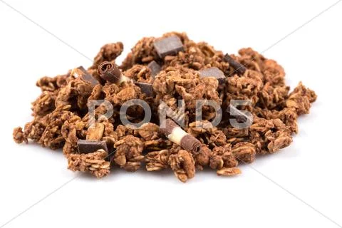 Muesli with pieces of chocolate Stock Photos