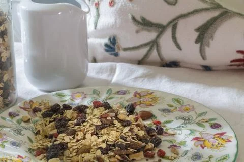 Muesli on a plate Stock Photos