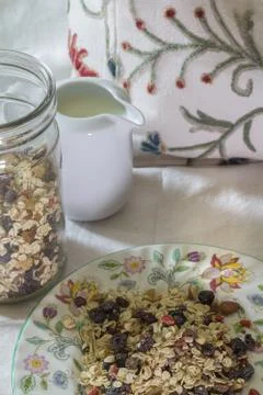 Muesli on a plate Stock Photos