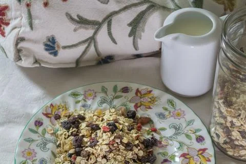 Muesli on a plate Stock Photos